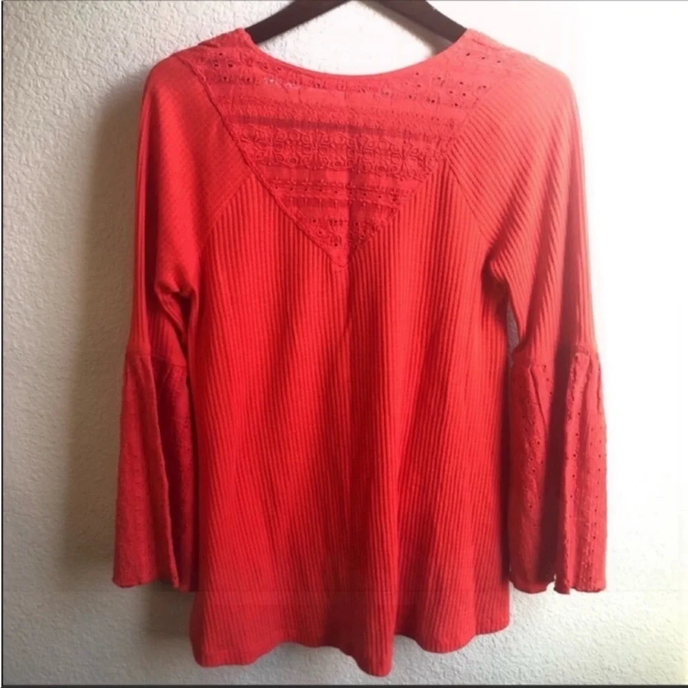 Free People orange flare sleeve blouse